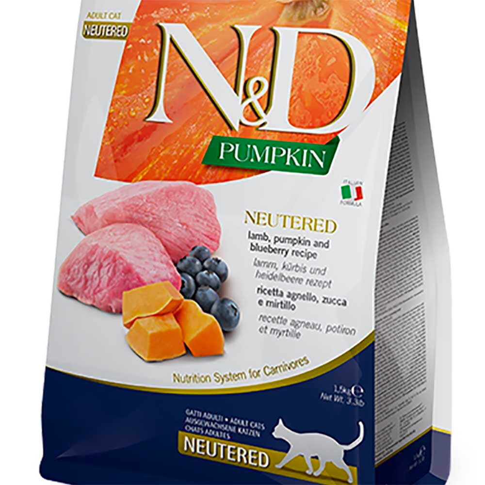 Farmina N&D Pumpkin корм для кошек стерилизованных с ягненком и черникой (беззерновой) (Neutered)