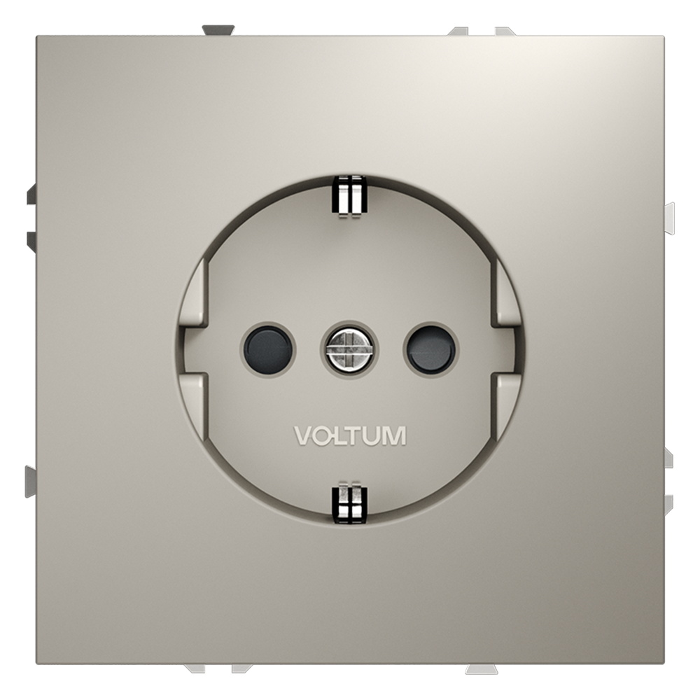 Розетка встраиваемая VOLTUM S70 с заземлением и защитными шторками, 16А, (кашемир)