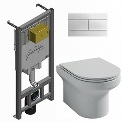 Купить унитаз c инсталляцией Jacob Delafon Elite E21742RU-00 сиденье тонкое микролифт, клавиша хром не дорого