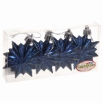 Ёлочные игрушки «Таинственное очарование» Звезда остроконечная 6 см (набор 4 шт), сапфир