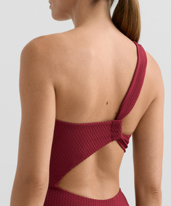 OYSHO Асимметричный купальник с жаккардовым узором, сливовый