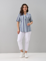 Блузка БЛ-122/индиго-полоскабуквы
