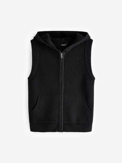Жилет вязаный на молнии для мальчика Next K84-095, Черный