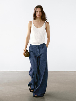 Massimo Dutti Джинсы с высокой посадкой и очень широкими штанинами, средний синий