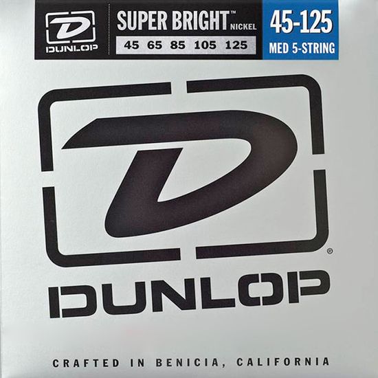 Струны для 5-струнной бас-гитары, никелир., Medium, 45-125, Dunlop DBSBN45125 Super Bright