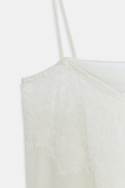 ZARA КРУЖЕВНОЙ ТОП, ЖЕЛТОВАТО-БЕЛЫЙ