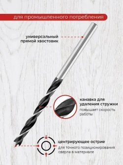 Сверло по дереву спиральное 3 мм 10 шт VIRA