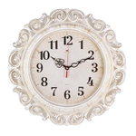 4126-008 Часы настенные круг ажурный d=40,5см, корпус белый с золотом "Классика" "Рубин"