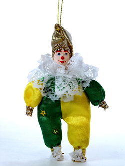 Кукла фарфоровая на елку Гномик - zelenyj