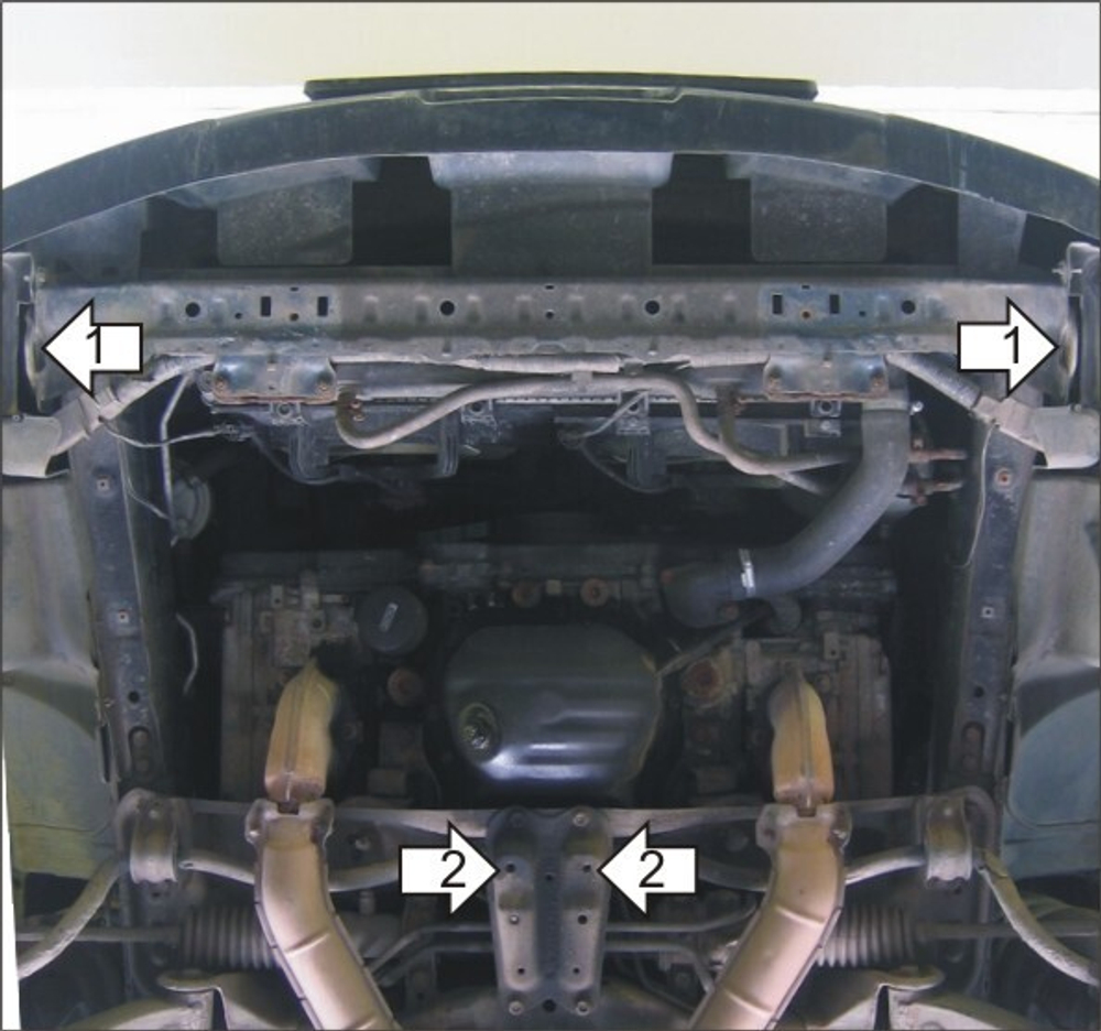 Защита картера Двигателя, Радиатора. 2 мм, Сталь. для Subaru Forester 1997-2002 MOTODOR.02205