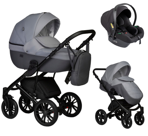 Детская коляска Indigo Mio S 3 в 1 04 т.серая кожа+св.серый