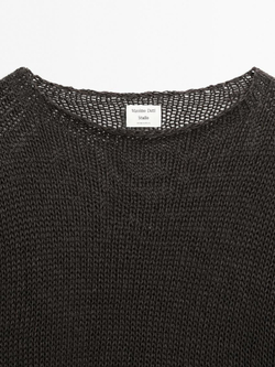 Massimo Dutti Свитер оверсайз с короткими рукавами - STUDIO, антрацитовый