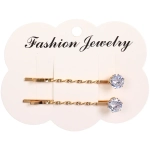 Невидимки для волос 2шт «Кристалы Агоры», стразики, цвет золото, 6см (блистер и пакет с подвесом)