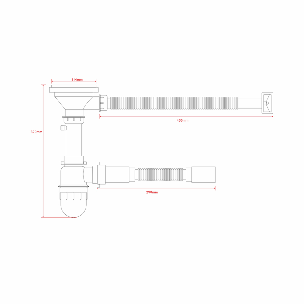 Сифон 3 1/2*40 с прямоуг. переливом, с гофрой 40*40 MIXLINE PRO для моек из нерж.ст. (ЧЕРНЫЙ ГРАФИТ)