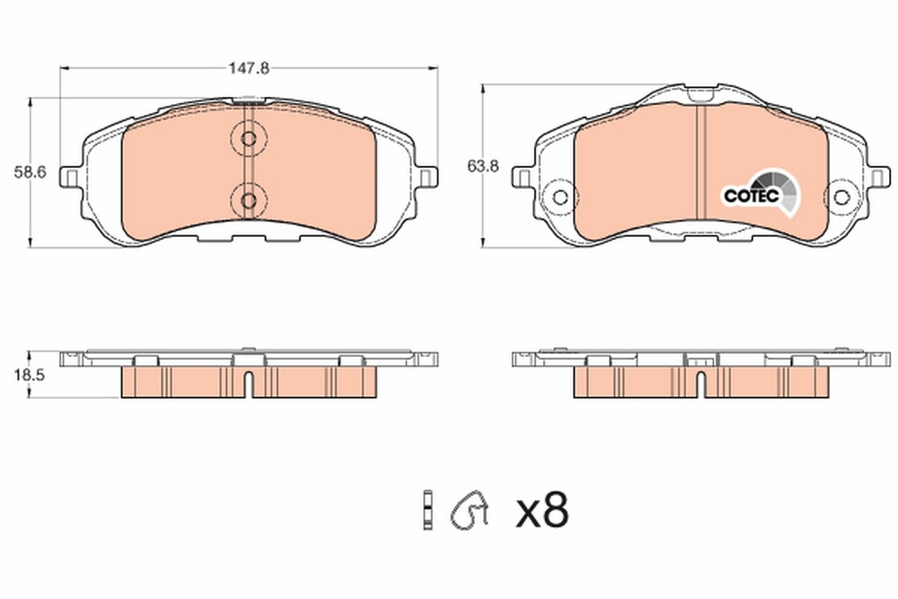 TRW - GDB2044-TRW - Brake Pad Set, disc brake