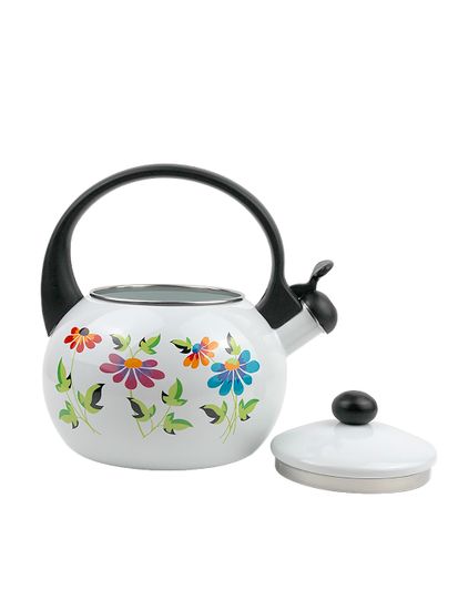 Чайник 2,2 л. эмалированный со свистком Kamille KM 1030 с черной бакелитовой ручкой
