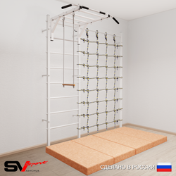 Шведская стенка Sv Sport 53240 (Турник рукоход/Трапеция/Мат 2м/Канатный лаз)