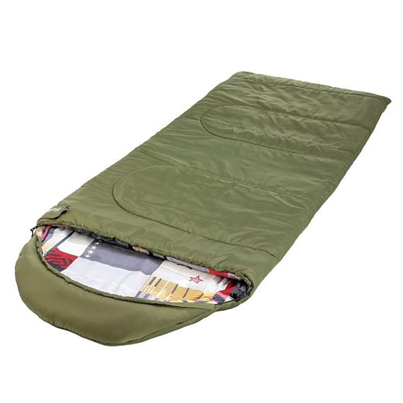 Спальный мешок OLYMPUS Wide 400 (220х90, холлофайбер, зеленый/город) (T-HS-SB-OW-400-NC) Helios