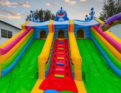 Коммерческий надувной батут с горкой «В гостях у моря 3»  10*6*6,1 м.