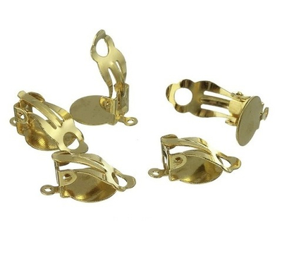 Клипсы/заготовка для серёг, 1 см, золото