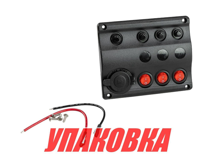 Панель бортового питания 3 переключателя, разъем прикуривателя, индикация, автоматы (упаковка из 6 шт.)