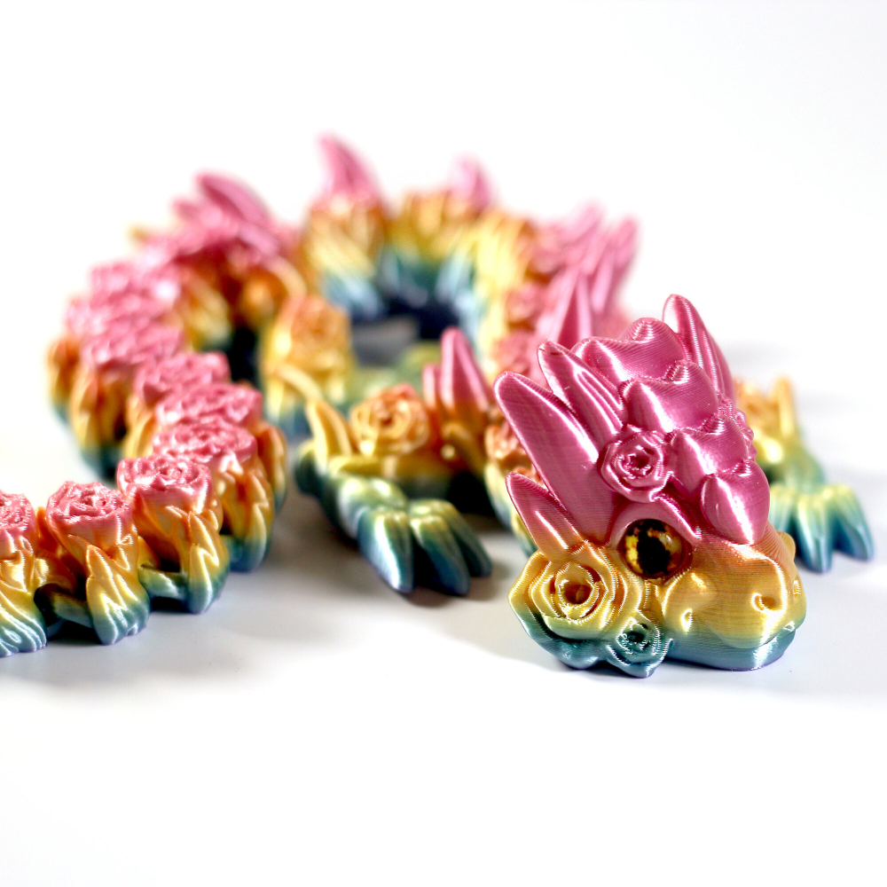 Дракон-роза с глазами, игрушка антистресс, 3D печать, 40 см.