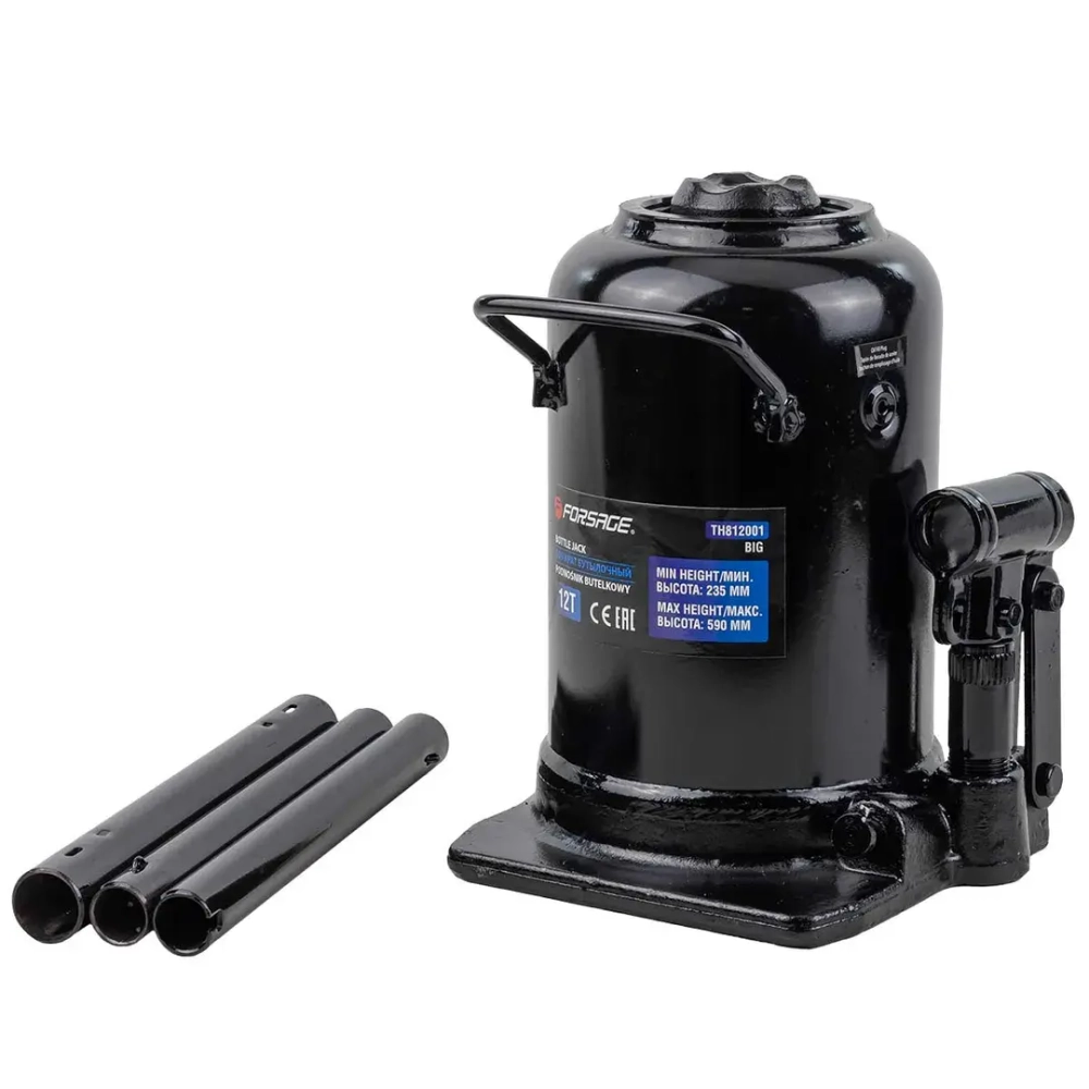 Домкрат бутылочный двухштоковый 12т (h min 235мм, h max 590мм) Forsage F-TH812001 BIG