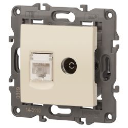 14-3110-02 ЭРА Розетка RJ45+TV, IP20, сл.кость