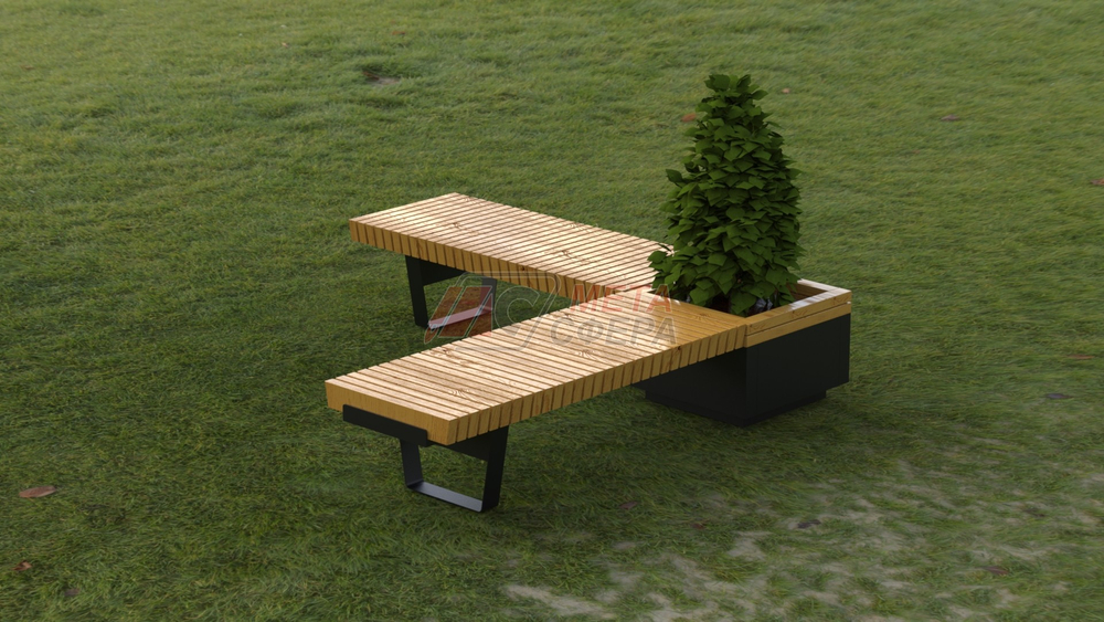 Лавка Rail Road 02 угловая с вазоном