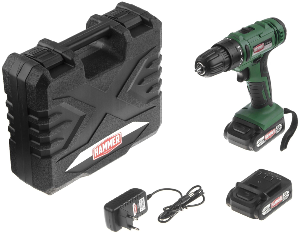 Аккум.дрель Hammer Flex ACD12BS  12В 2АКБx2Ач 10мм 0-350/0-1350об/мин 32Нм в кейсе быстр зарядка