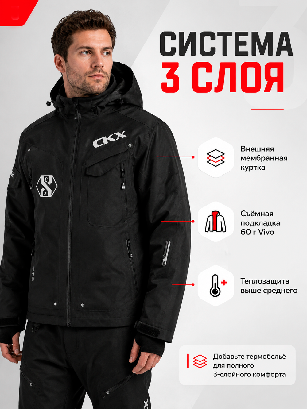 Куртка CKX BEYOND 3IN1 BLACK S