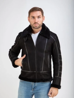 Дубленка мужская натуральная авиатор зимняя Турция