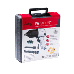 Пневмогайковерт ударный Fubag IW580, с набором головок, 226 л/мин