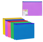 Папка-конверт на молнии А5 малый формат, цвет ассорти с блестками, 0,15мм. (STAFF)