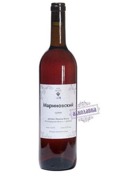КФХ Лоза "Мариновский" вино сухое розовое 0,75л,  2014г. 12,4%