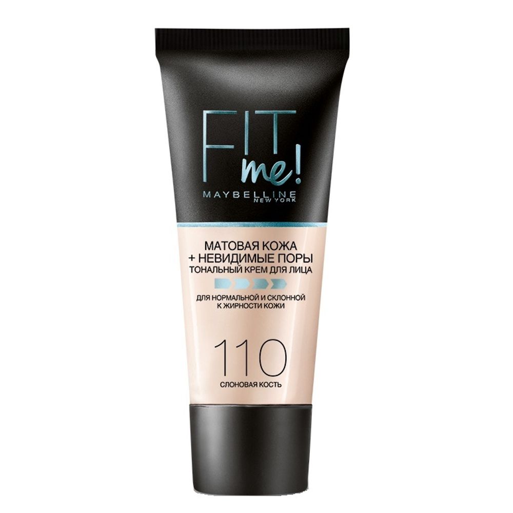 Maybelline Крем тональный Fit Me, матирующий, скрывающий поры, тон №110, Слоновая кость, 30 мл