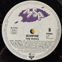Винтажная виниловая пластинка LP Bonfire Fire Works (Germany 1988)