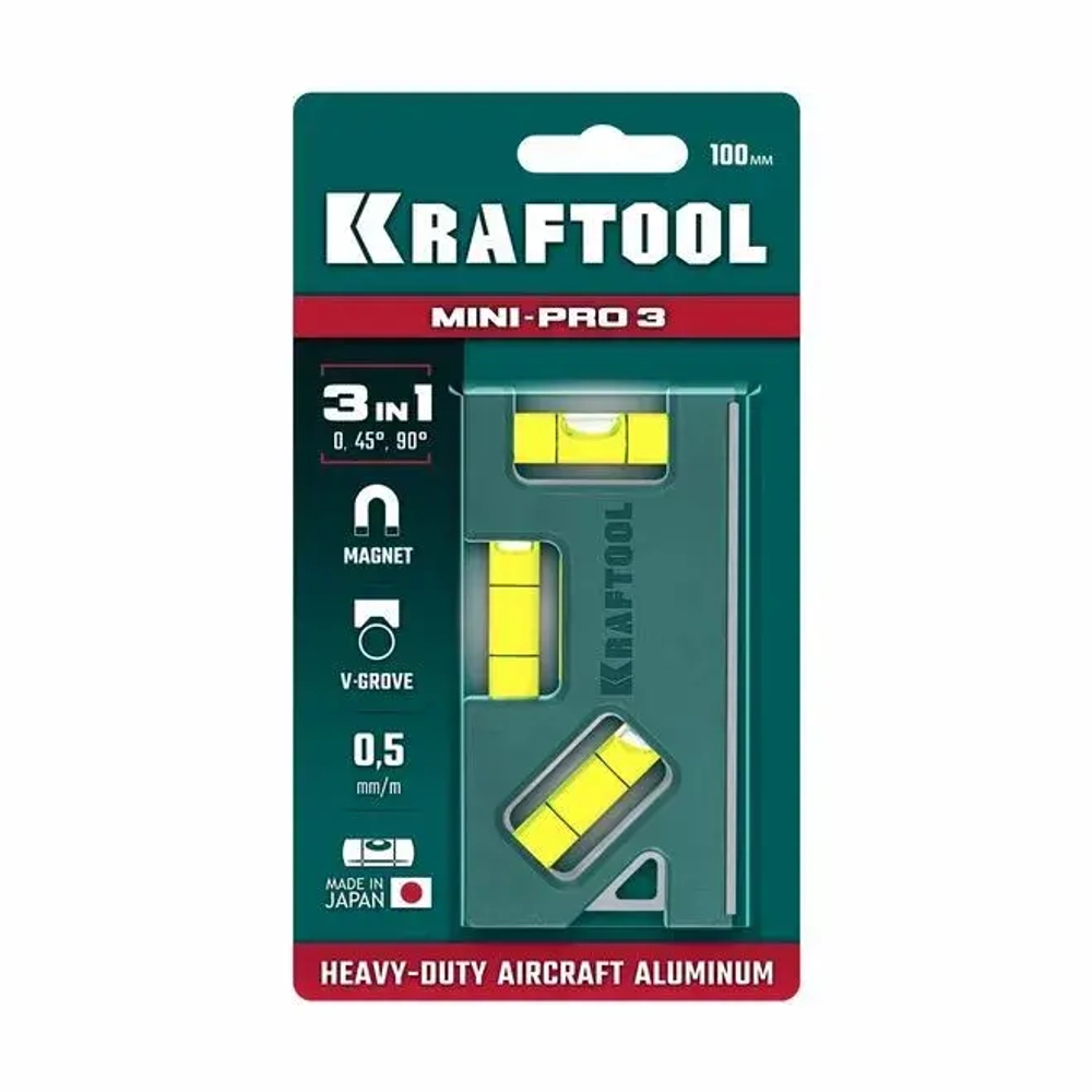 Магнитный компактный уровень 100 мм, KRAFTOOL 34861-010