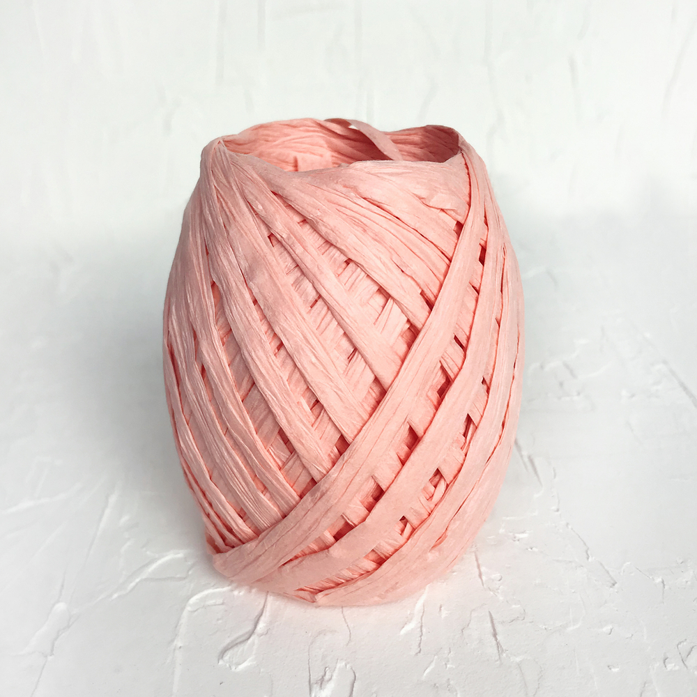 Рафия бумажная, персиковая, 20 ярдов