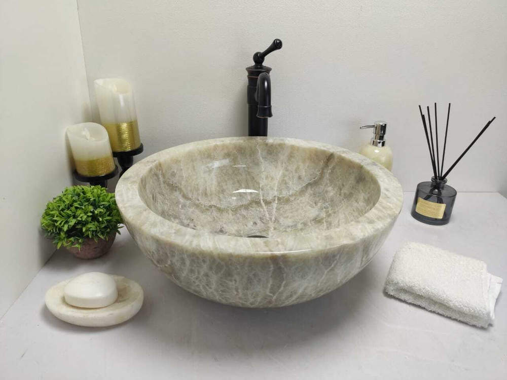 Раковина из оникса Bowl Grey Medium BO-60006 45*45*17