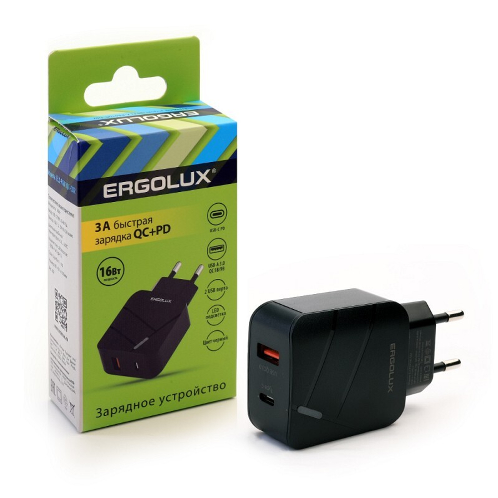 Зарядное уст.Ergolux ELX-PA01QC-C02