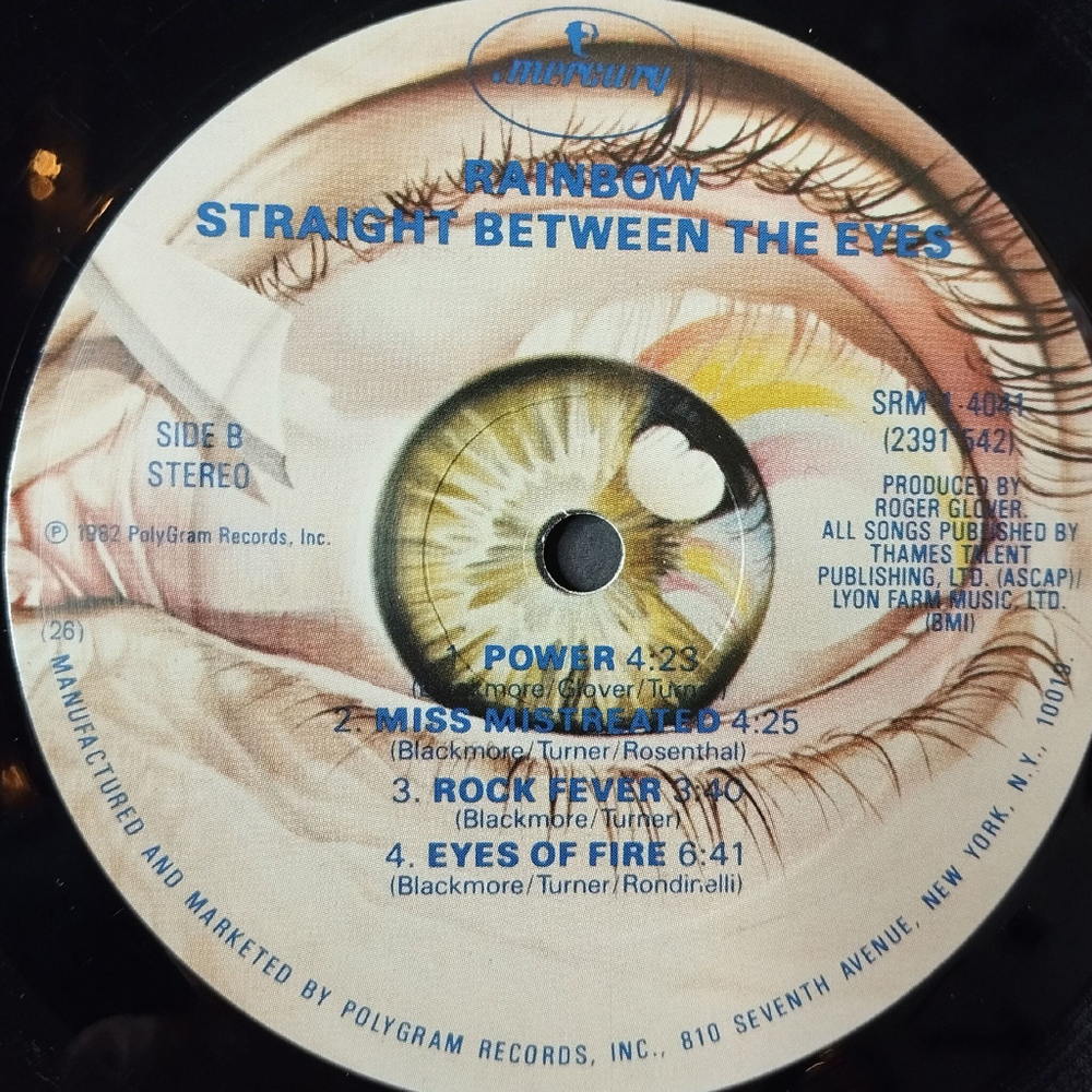 Винтажная виниловая пластинка LP Rainbow Straight Between The Eyes (USA 1982)