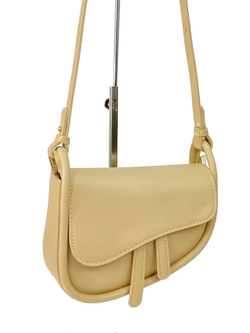 Женская сумка - седло из искусственной кожи, цвет бежевый
