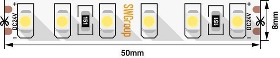 Светодиодная лента SWG 9,6W/m 120Led/m 3528SMD холодный белый 5M SWG3120-24-9.6-W-М 009467