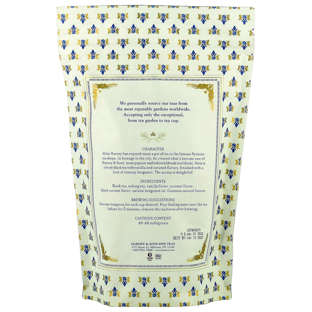Harney & Sons, черный чай, Париж, рассыпные листья, 454 г (1 фунт)