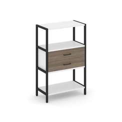 Shelf System Односекционный стеллаж трехярусный с ящиками SN.STM-312 Белый/Вяз Благородный/Металл Че