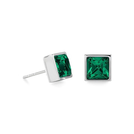 Серьги-пусеты Coeur de Lion Dark green-silver 0500/21-0548