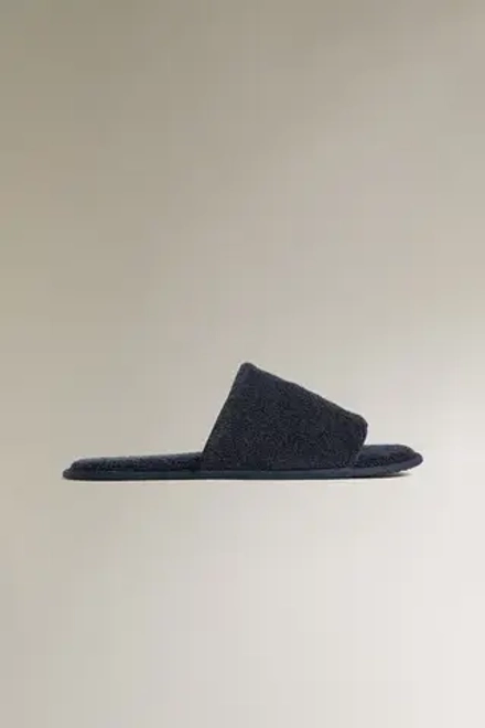 ZARA HOME ТАПОЧКИ ДЛЯ ВАННОЙ С ОТКРЫТЫМ НОСКОМ ИЗ МАХРОВОЙ ТКАНИ, ТЕМНО-СИНИЙ