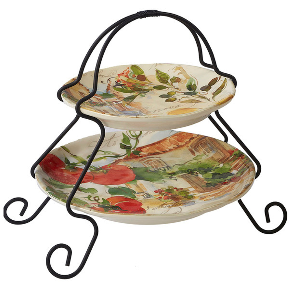 Блюдо двухъярусное Certified Int. Итальянский дворик 18см, 23см