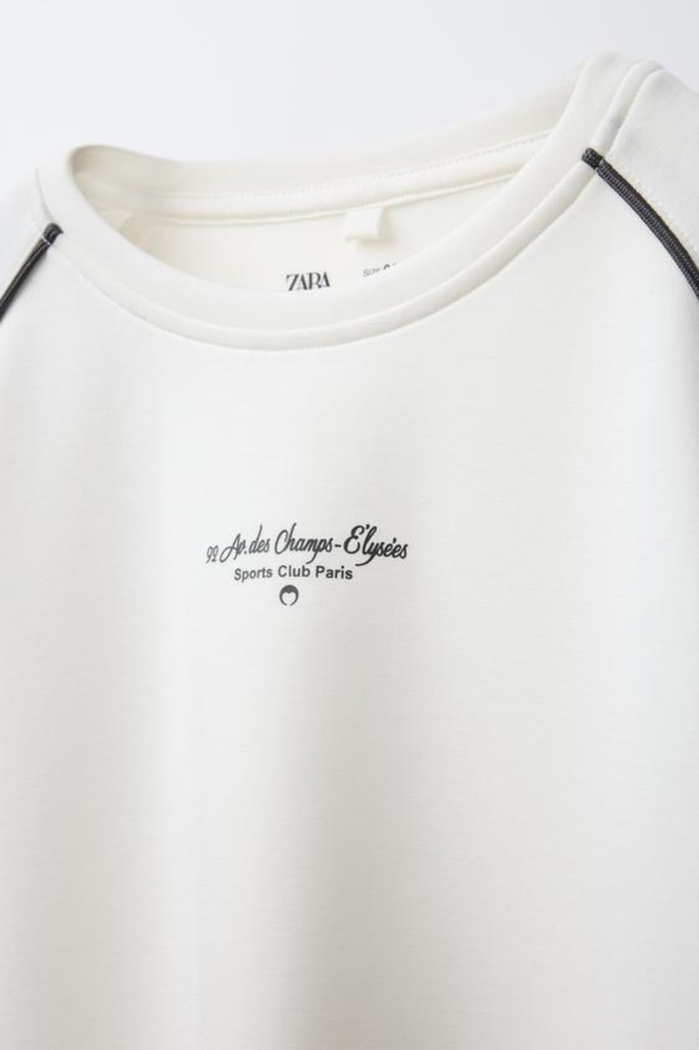 ZARA ФУТБОЛКА ИЗ МОДАЛА С НАДПИСЬЮ, ЭКРЮ